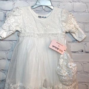 2pc White Romper Lace Skirt NWT
